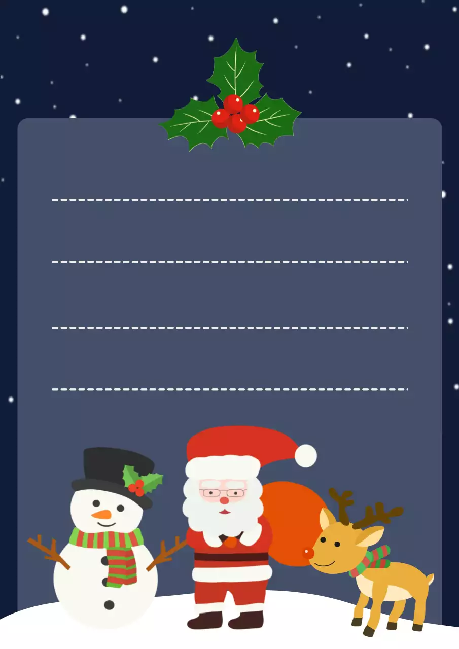 남색 아기자기한 크리스마스 편지지