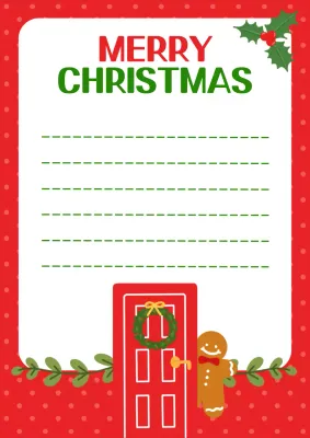 빨강색의 아기자기한 크리스마스 편지
