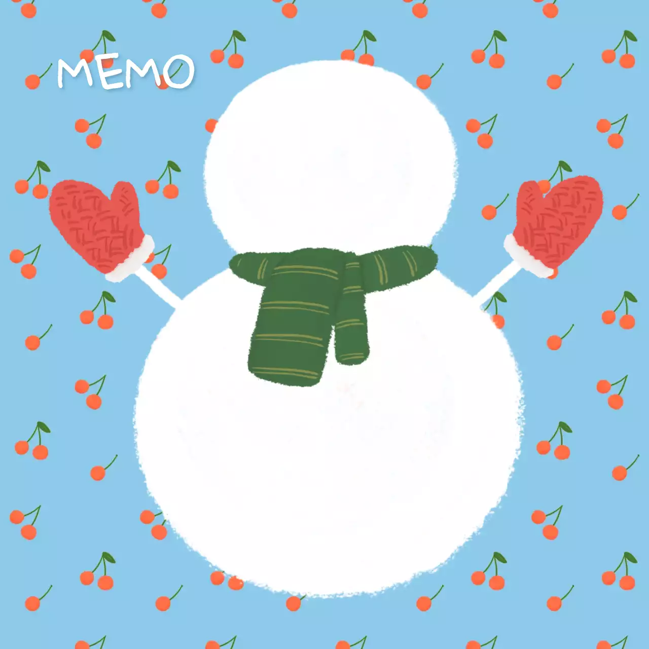 하늘색 아기자기한 겨울 메모지