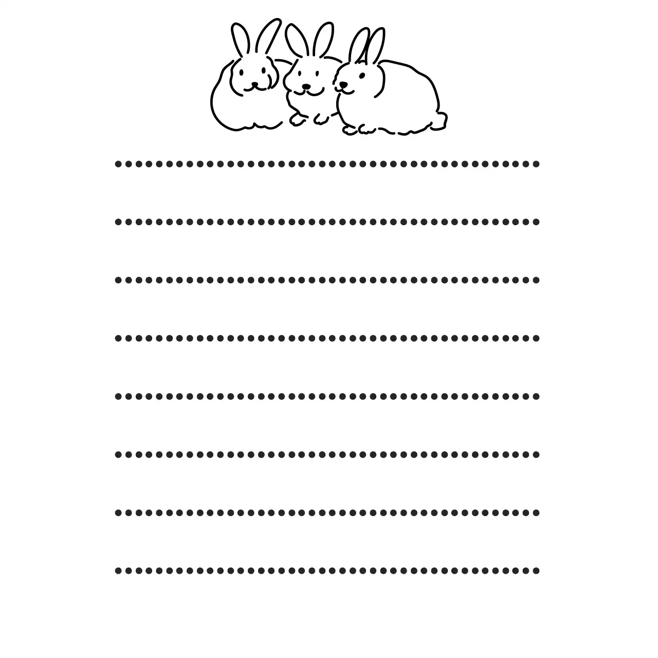 흑백 아기자기한 토끼 문구