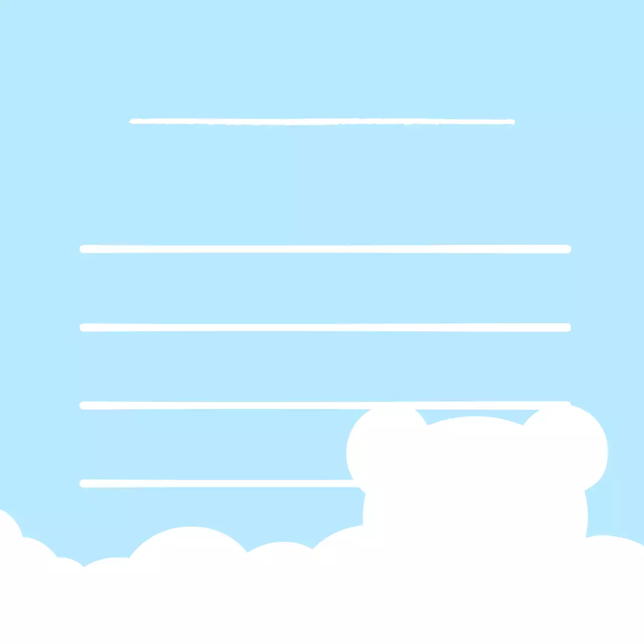 하늘색 심플 곰돌이 구름 포토 엽서 프레임