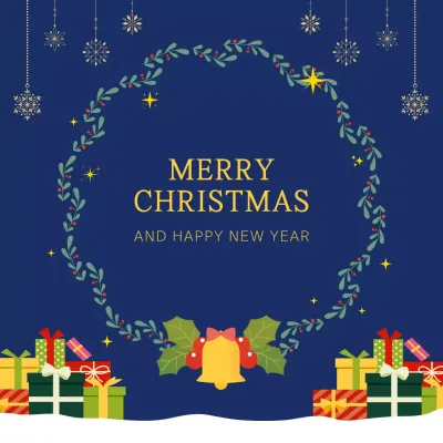 남색 아기자기 크리스마스 인사