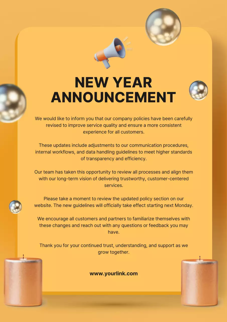 Orange Modern Policy Announcement Poster