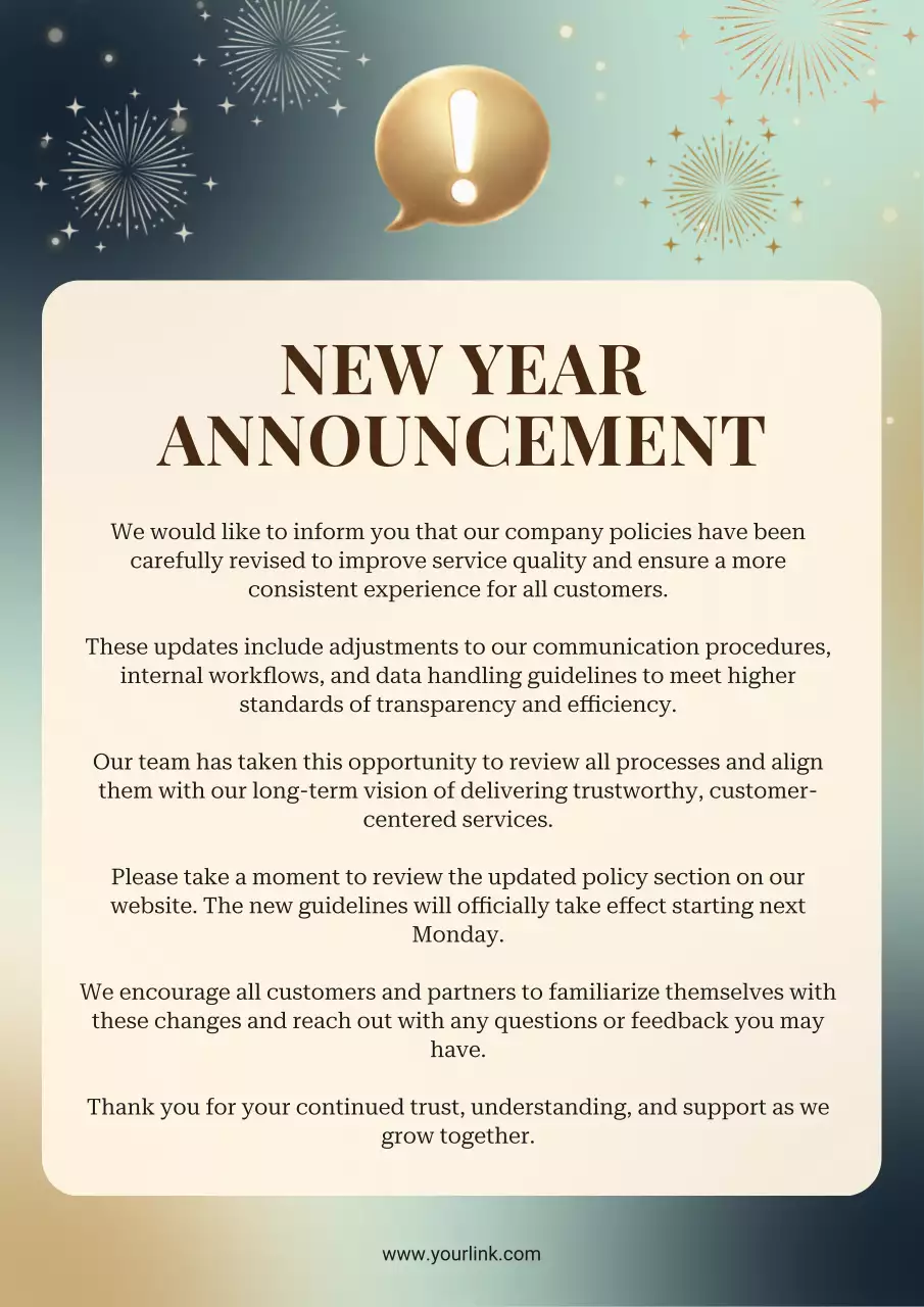 Gold Elegant Policy Announcement Poster