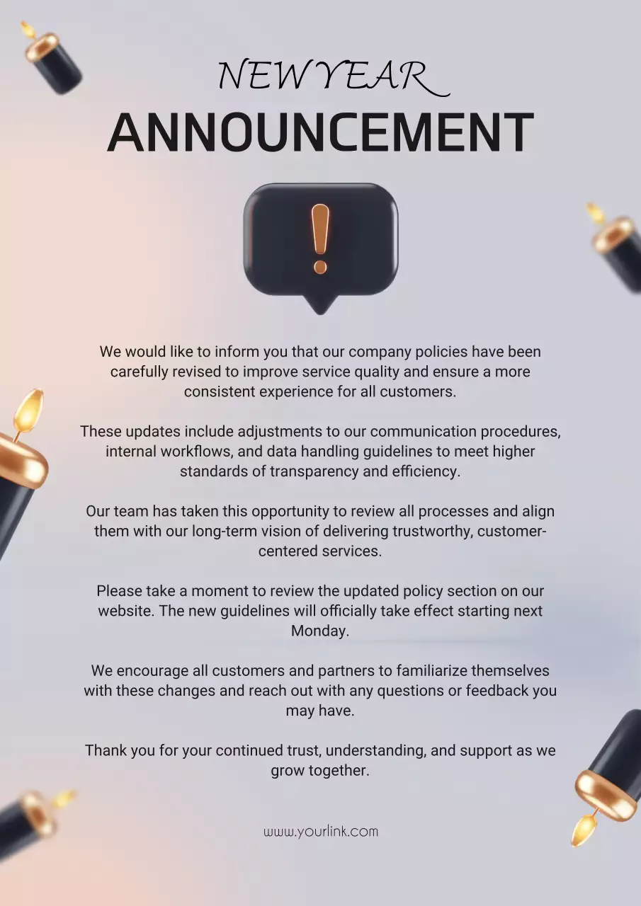 Grey Modern Policy Announcement Poster