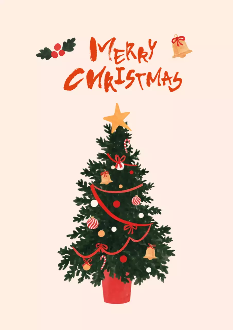 빈티지 수채화 크리스마스 트리