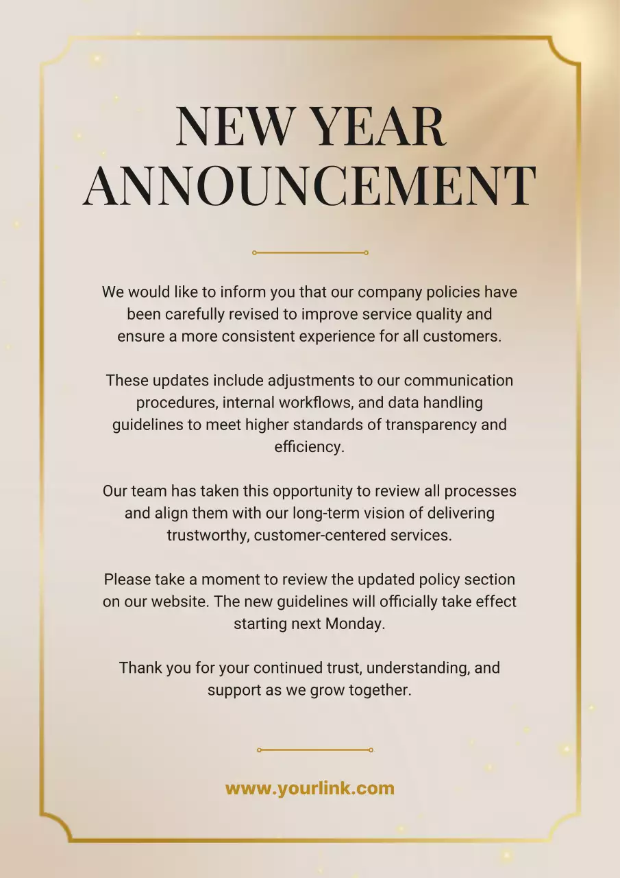 Gold Elegant Policy Announcement Poster