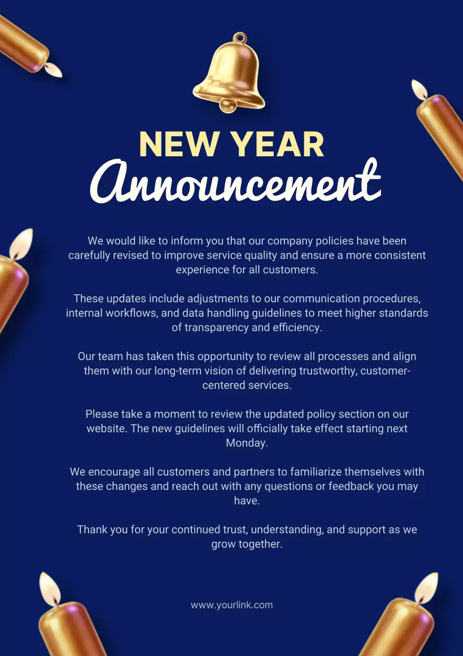 Blue Modern Policy Announcement Poster