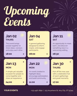 Purple Modern Event Calendar Instagram Post