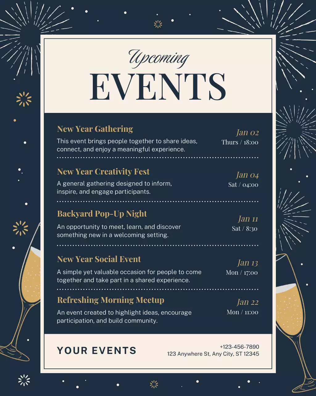 Navy Elegant New Year Announcement Instagram Post