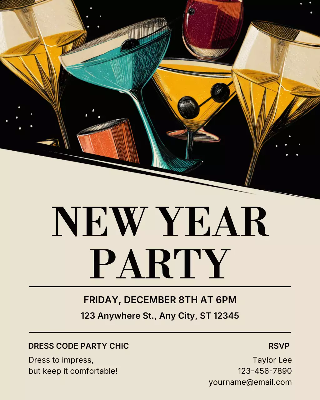 Beige Retro Cocktail Invitation Instagram Post