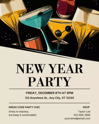 Beige Retro Cocktail Invitation Instagram Post