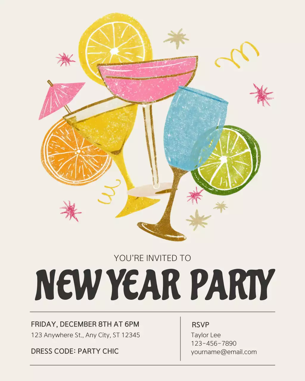 Beige Retro Cocktail Invitation Instagram Post
