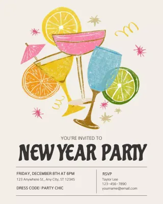 Beige Retro Cocktail Invitation Instagram Post