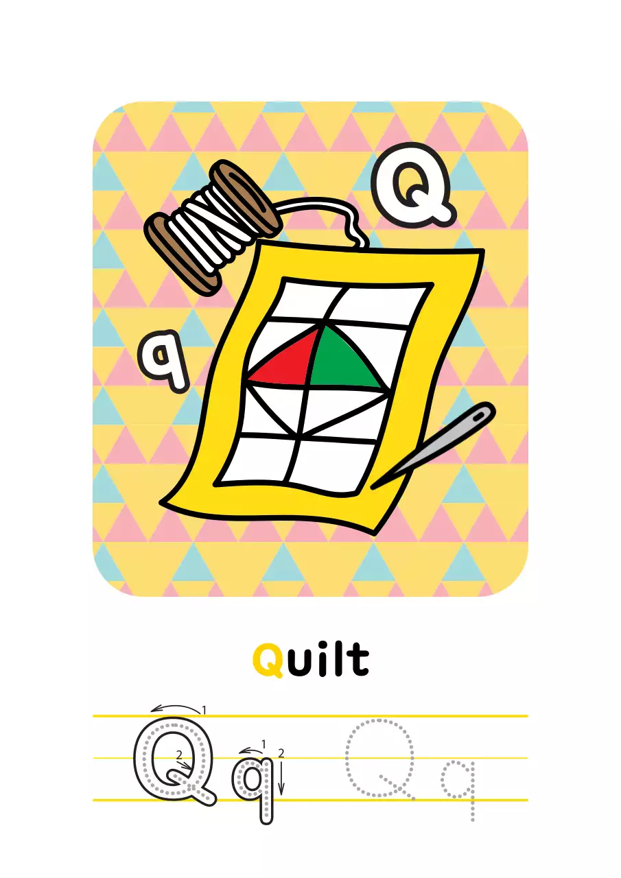 분홍 아기자기한 알파벳 교육 자료 I to Q