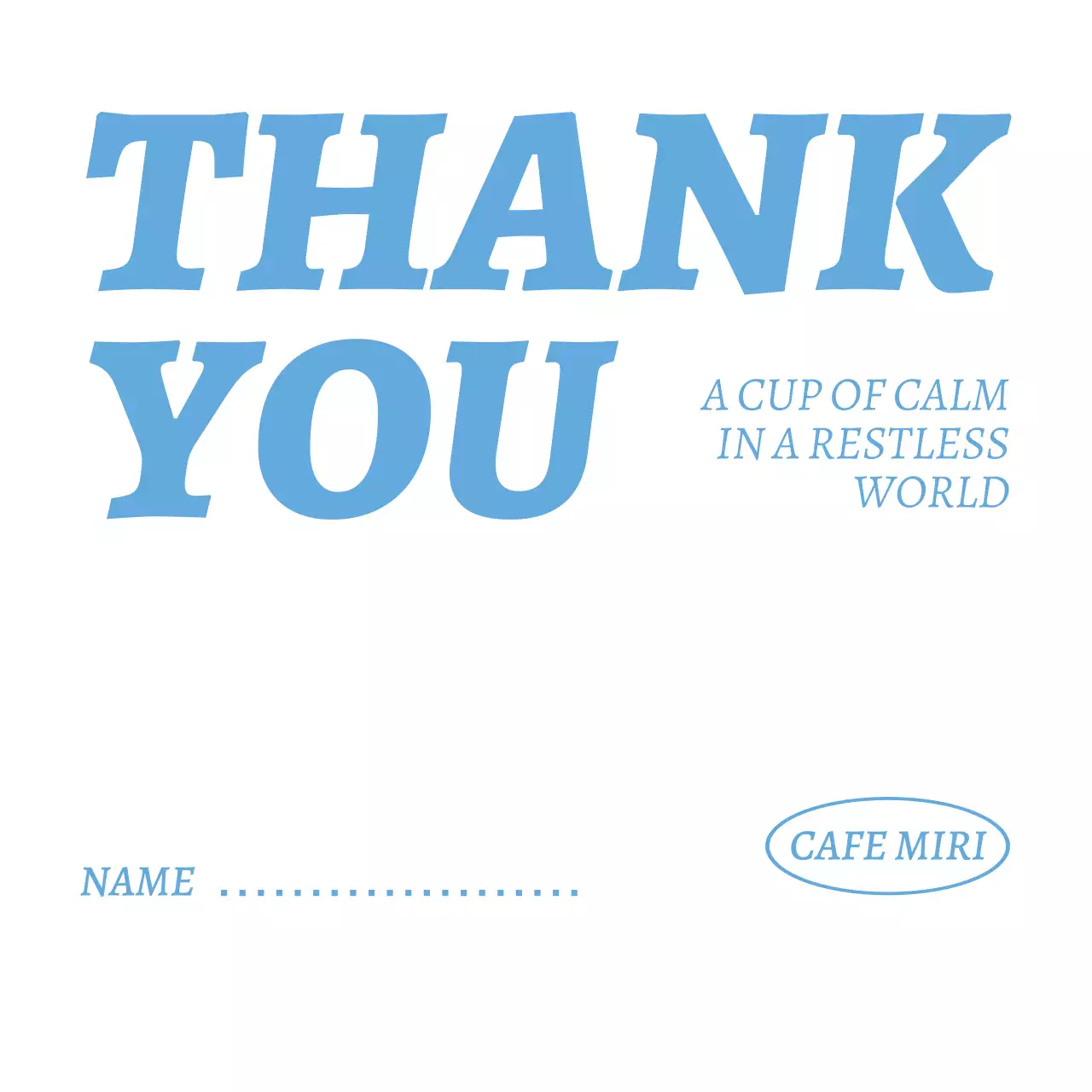 水色 シンプル 感謝 カード サンキュー