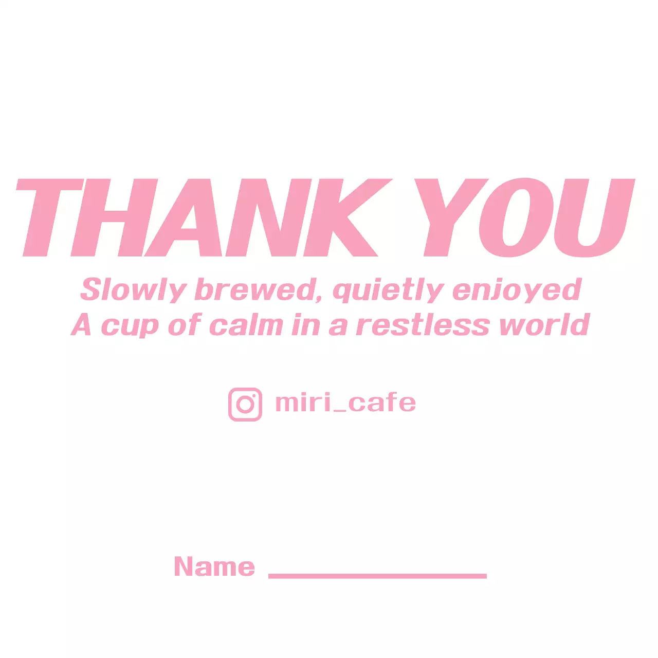 ピンク シンプル カフェ メモ サンキュー