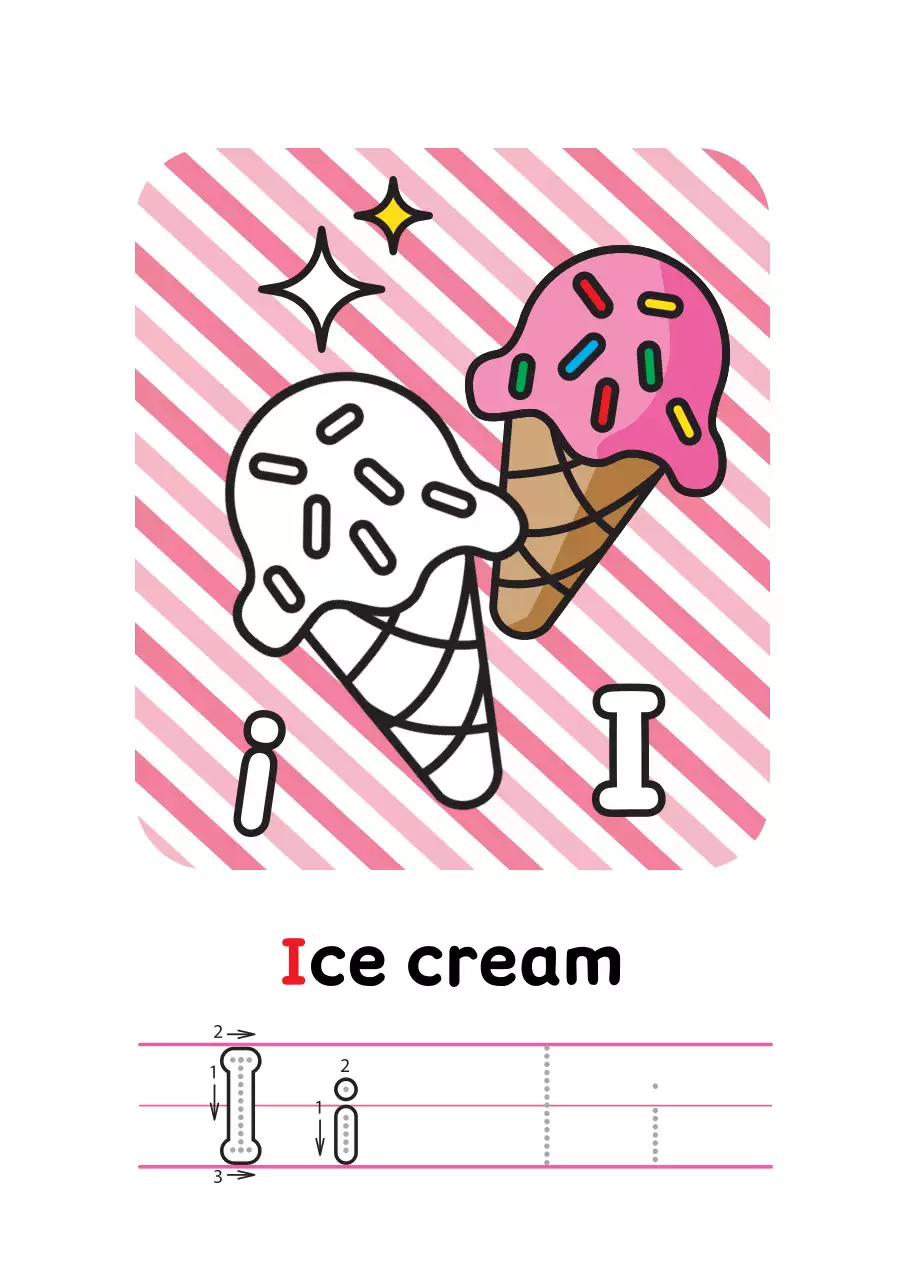 분홍 아기자기한 알파벳 교육 자료 I to Q