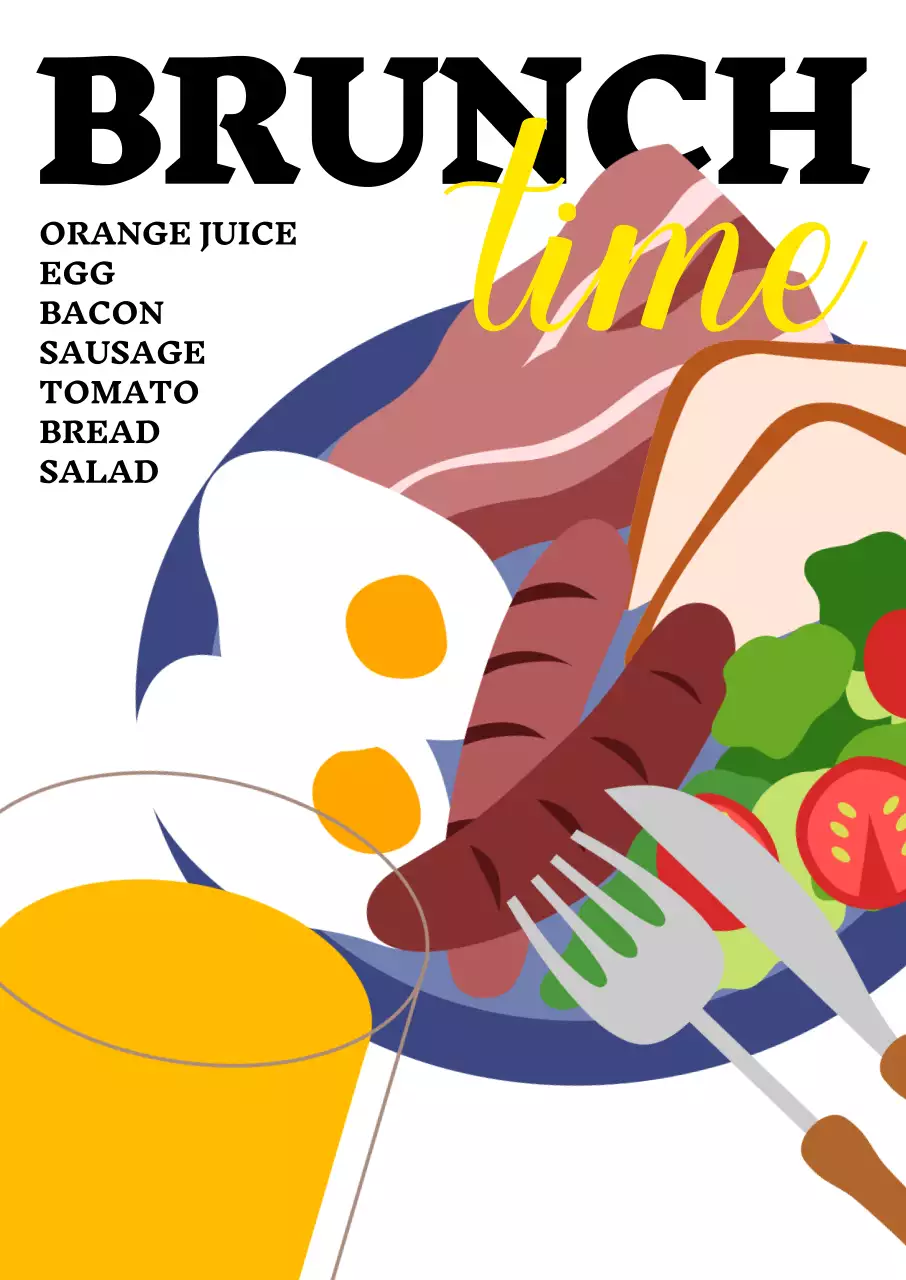 노랑 팝아트 브런치 디자인