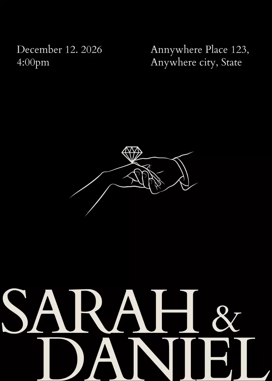 Black modern wedding card