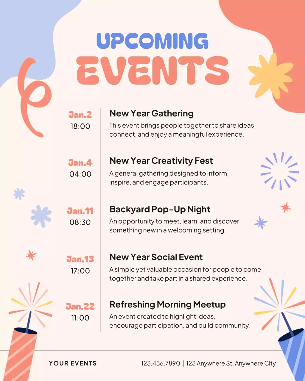 Colorful Modern Event Calendar Instagram Post