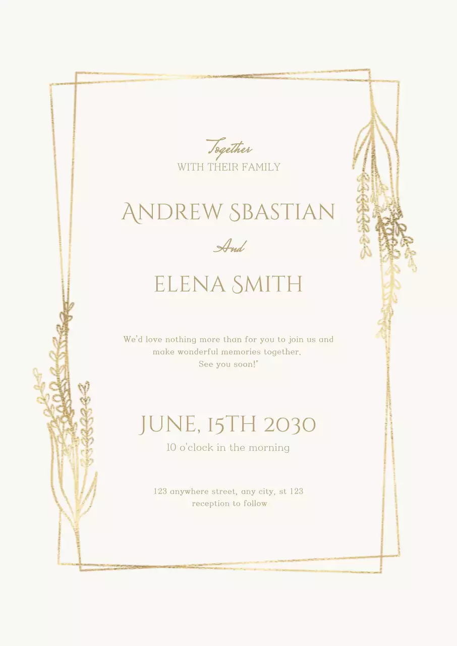 Gold Elegant Wedding Invitation for Celebration