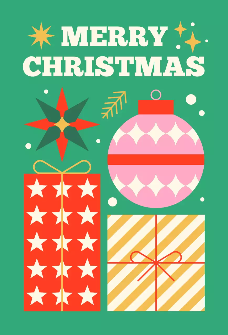 초록색의 빈티지한 크리스마스 초대