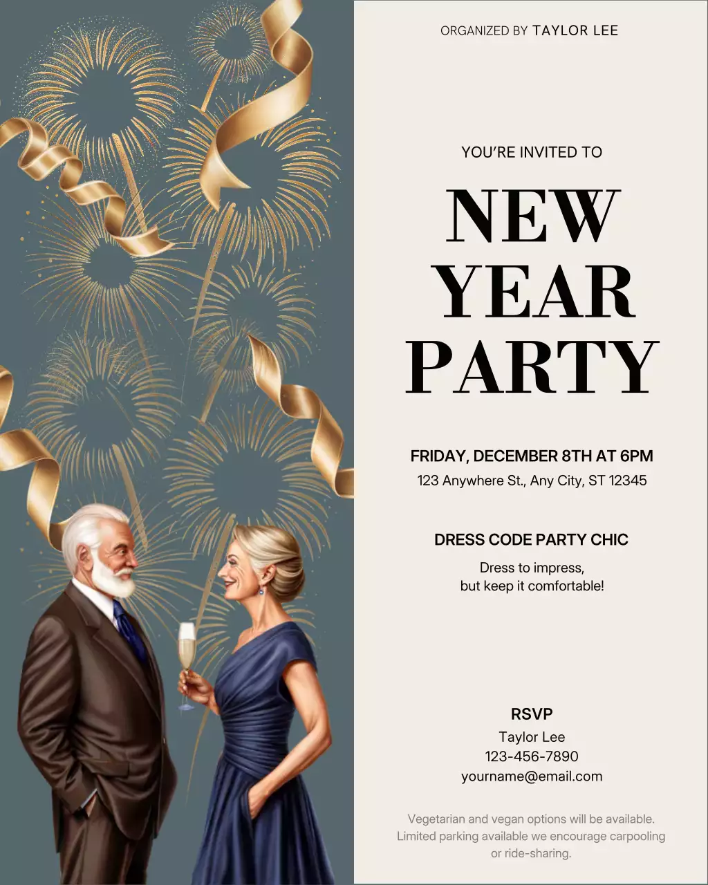 Gold Elegant Party Invitation Instagram Post