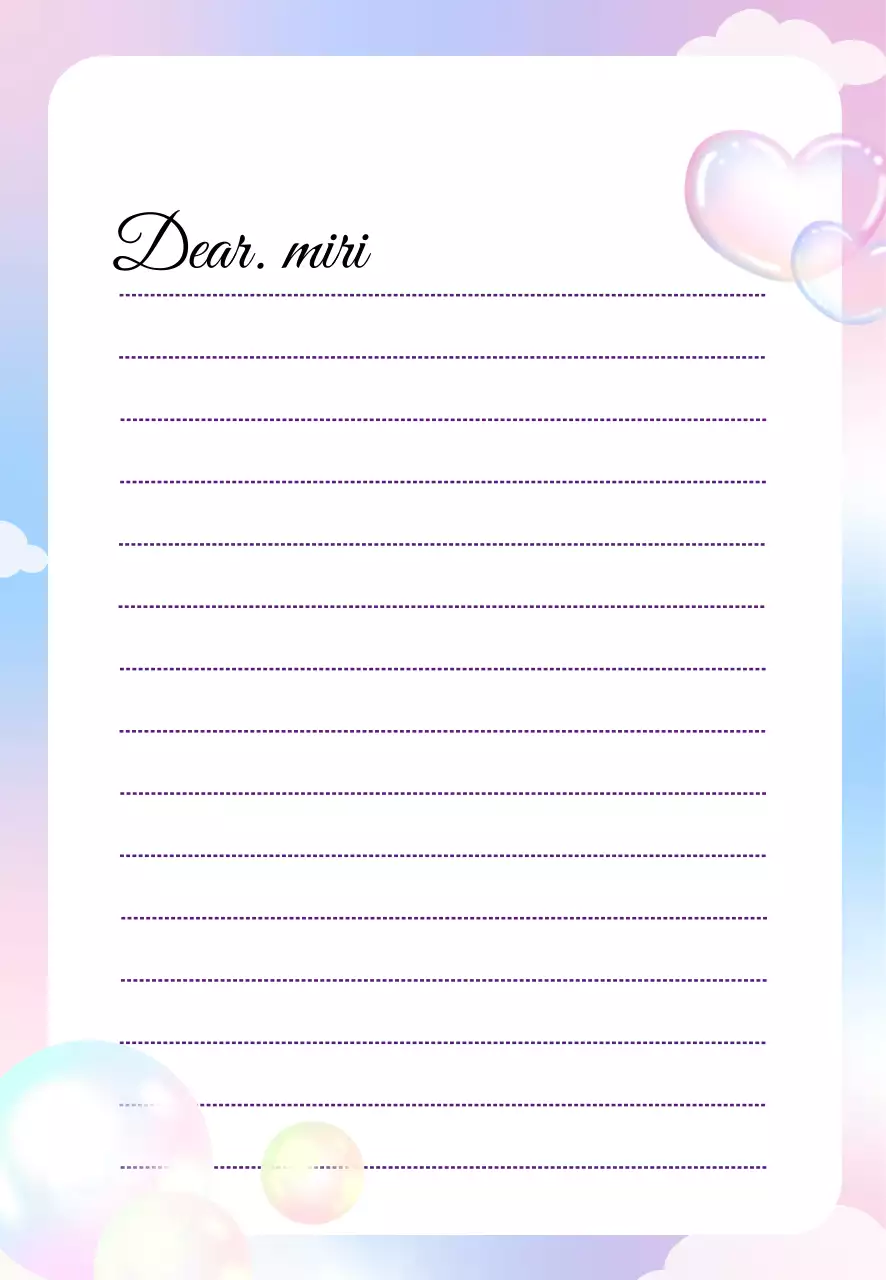 파스텔 연보라 아기자기한 비눗방울 편지