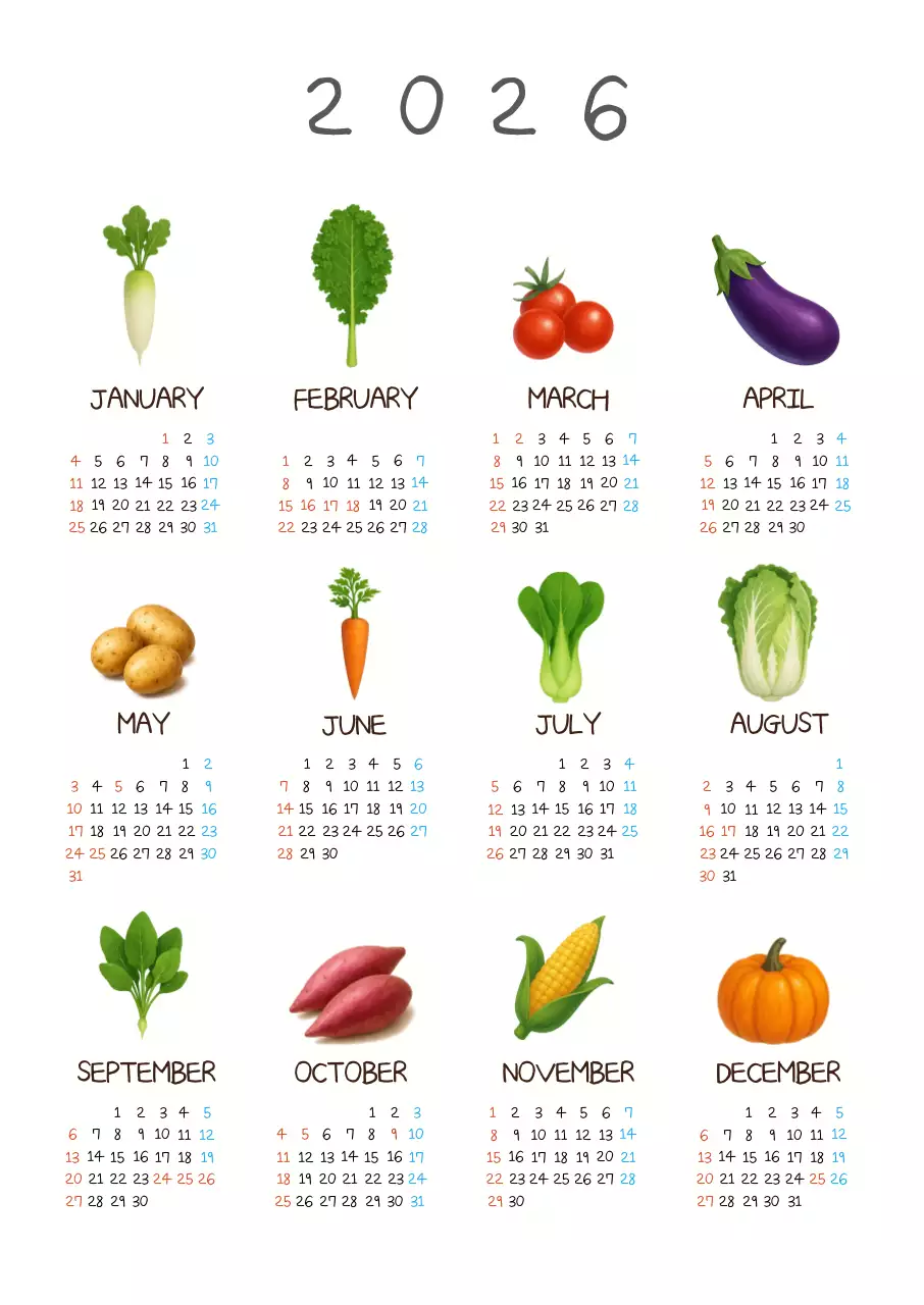 흰색 심플 2026 달력 캘린더