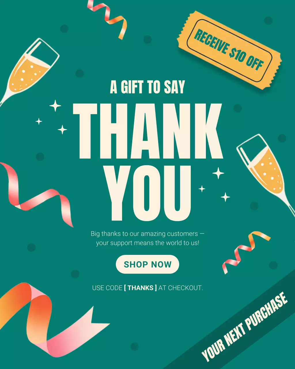 Teal Modern Thank You Instagram Post