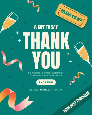 Teal Modern Thank You Instagram Post