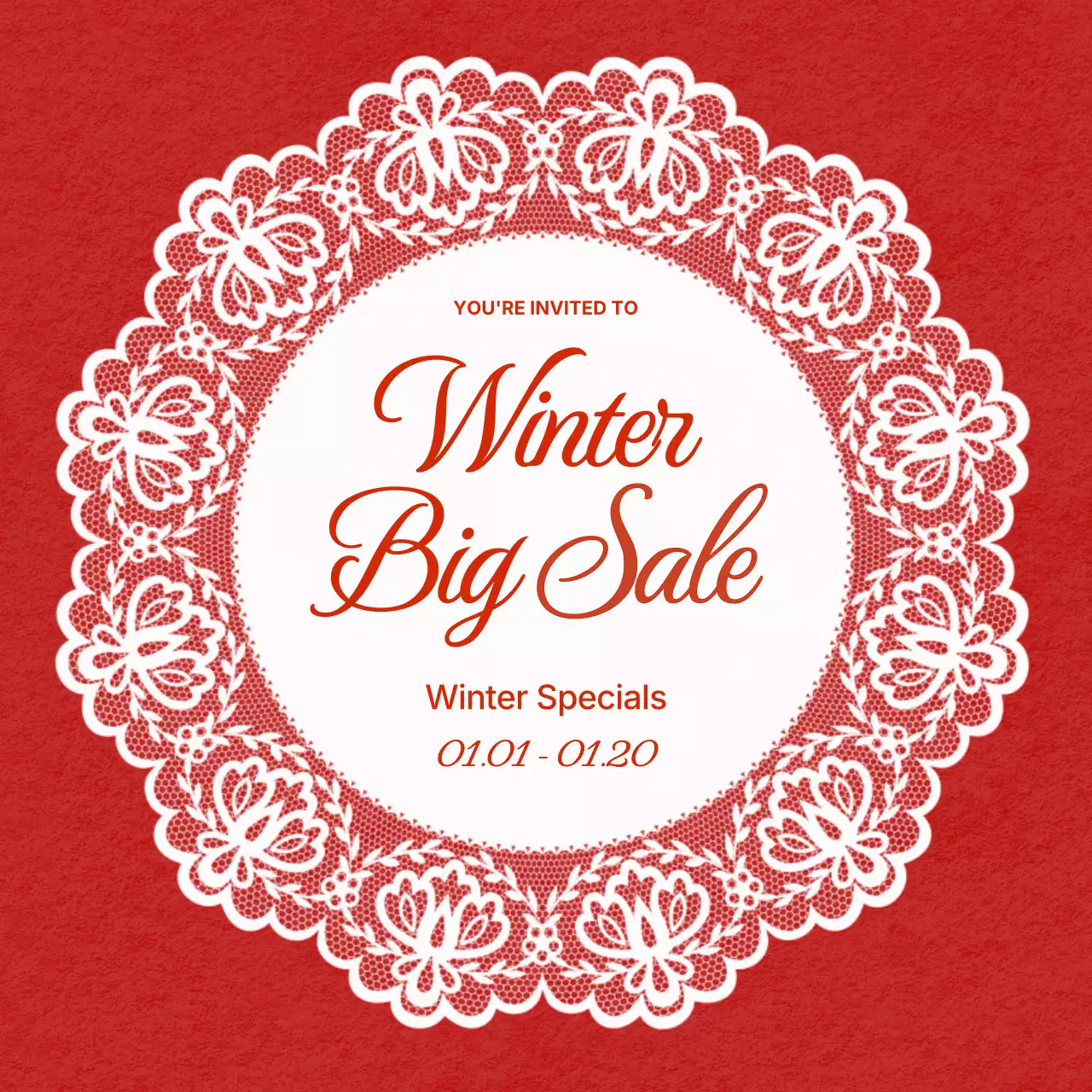 Postagem de promoção de liquidação de inverno tradicional vermelha em mídia social