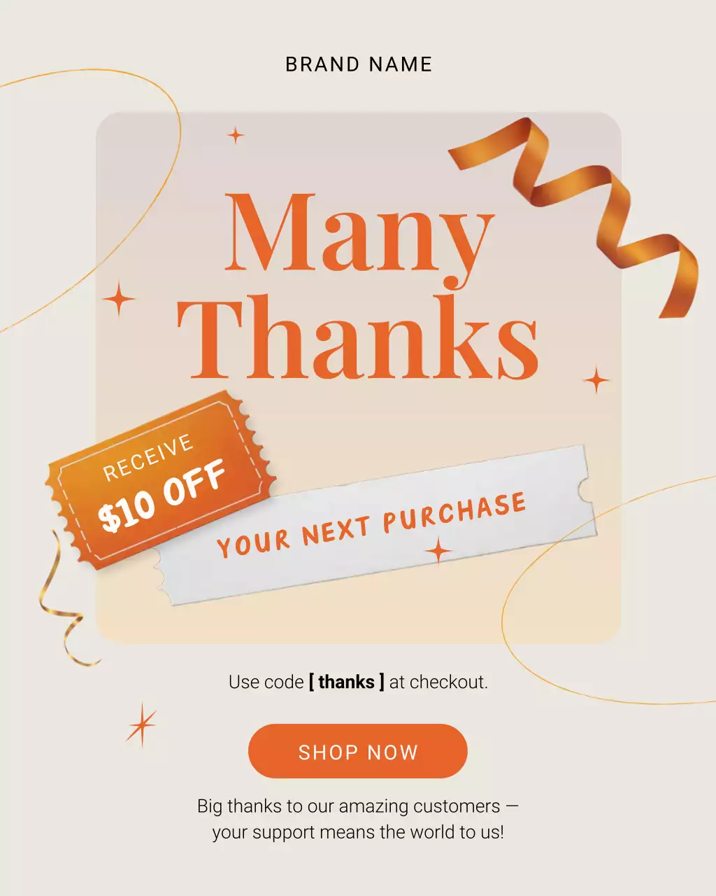 Orange Modern Discount Promotion Instagram Post