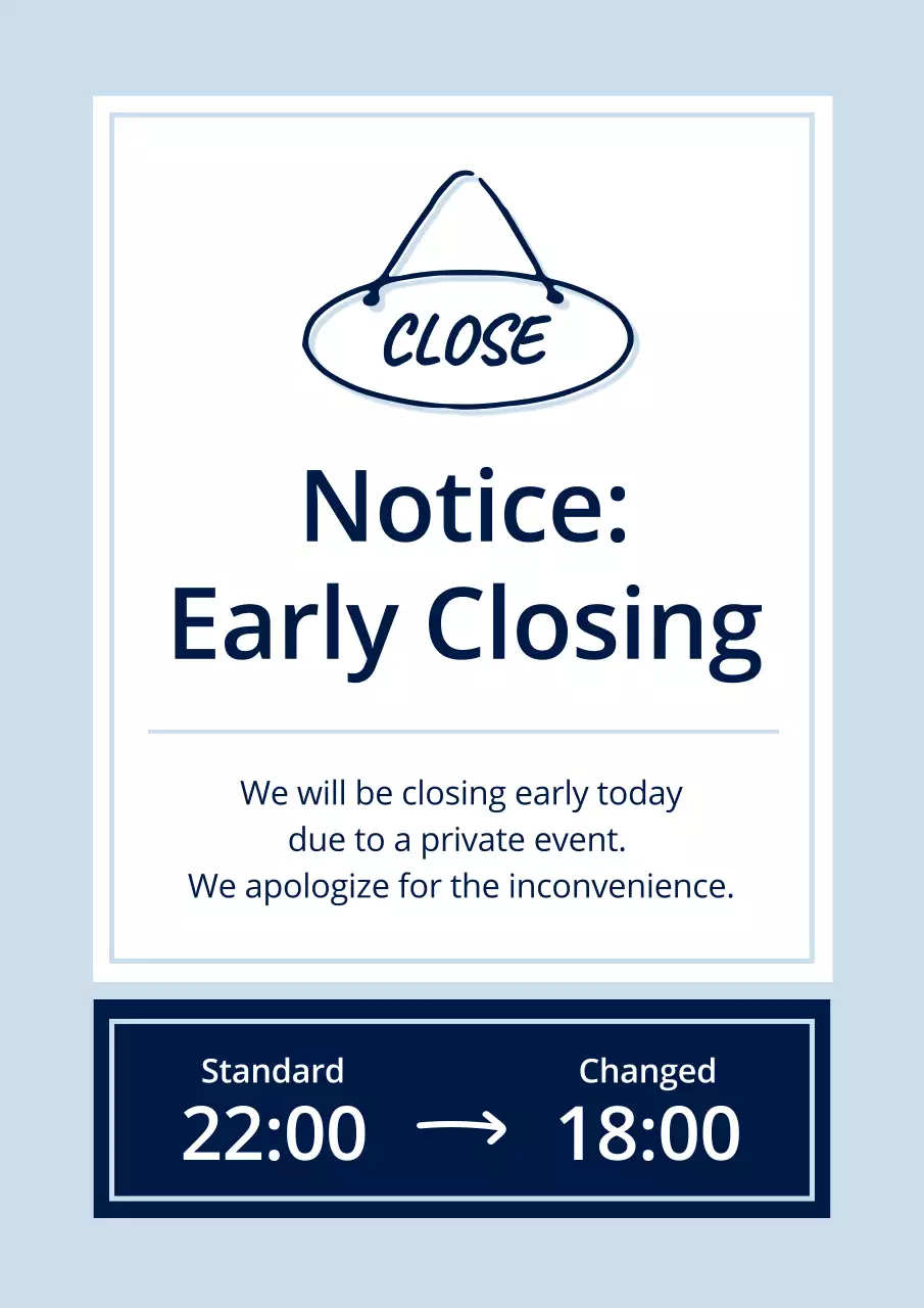 Blue Simple Store Notice Poster