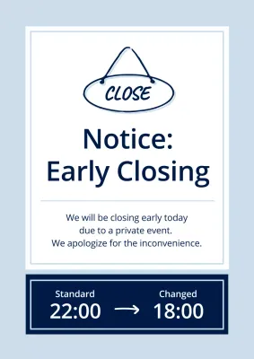 Blue Simple Store Notice Poster