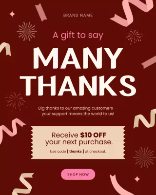 Maroon Festive Thank You Promotion Instagram Post