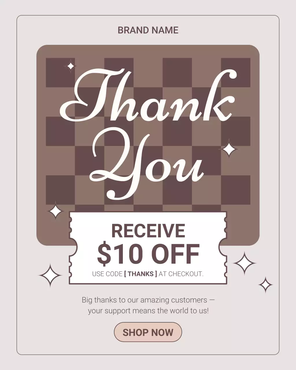 Beige Classic Thank You promotion Instagram Post