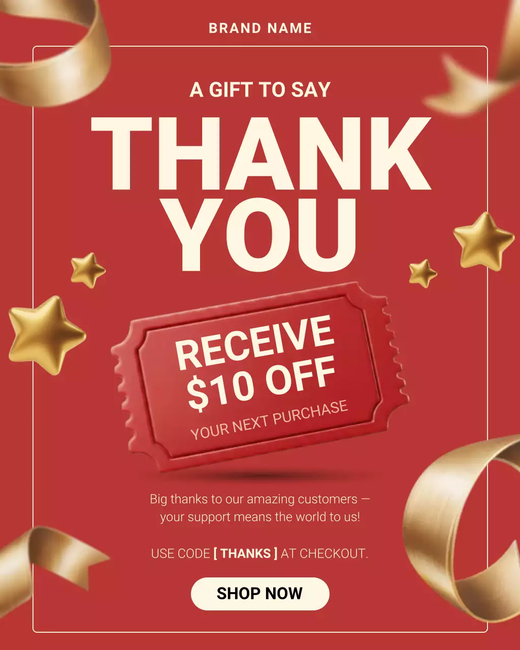 Red Modern Thank You Promotion Instagram Post