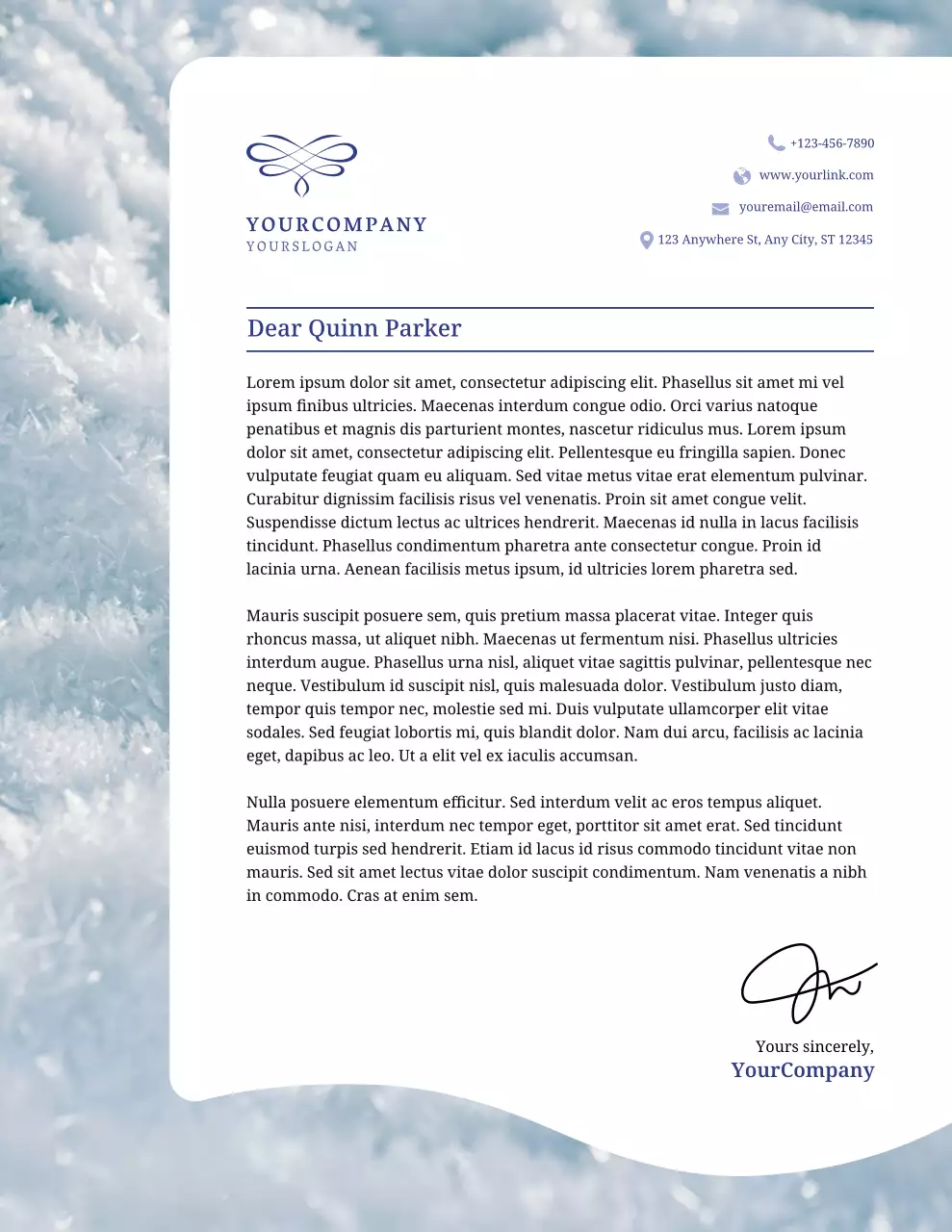 Blue Winter Business Letterhead