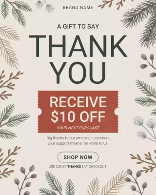 Beige Botanical Thank You Instagram Post