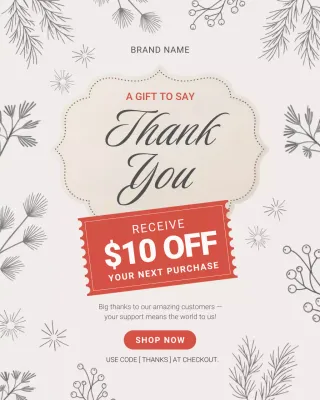 Beige Elegant Thank You Promotion Instagram Post