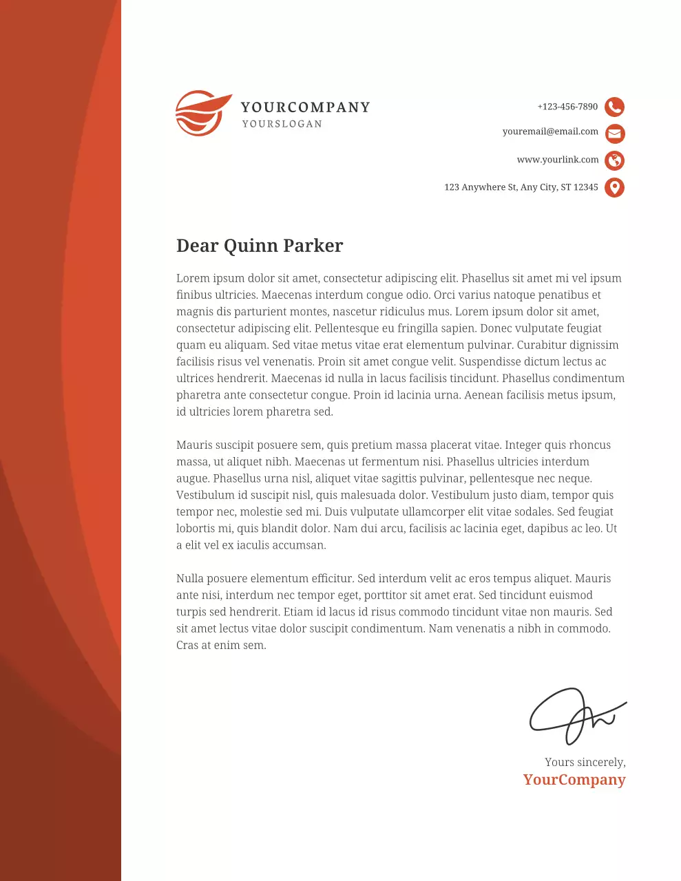 Orange Professional Business Letterhead