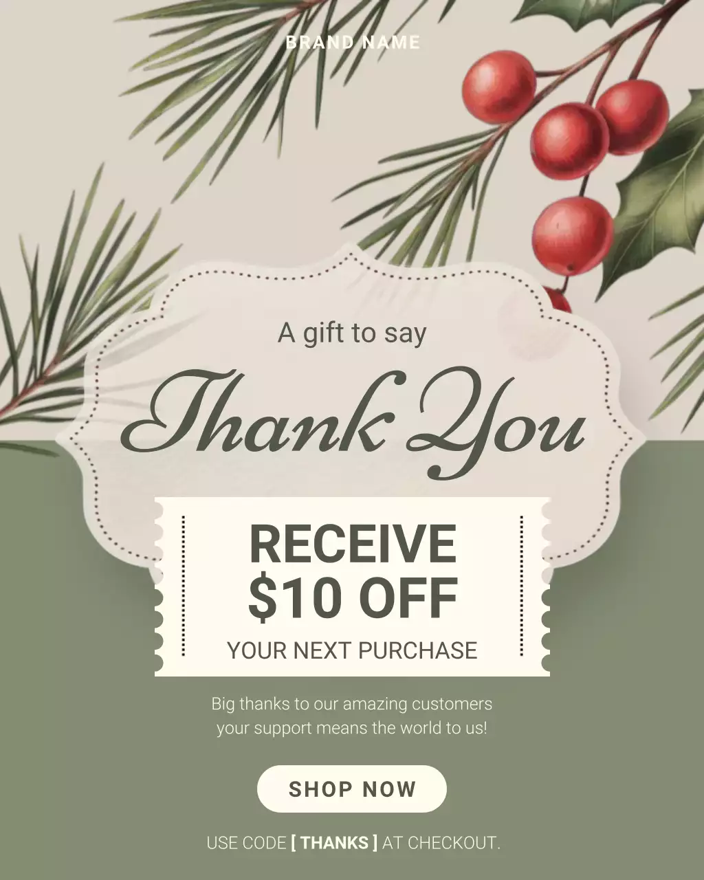 Beige Elegant Thank You Instagram Post