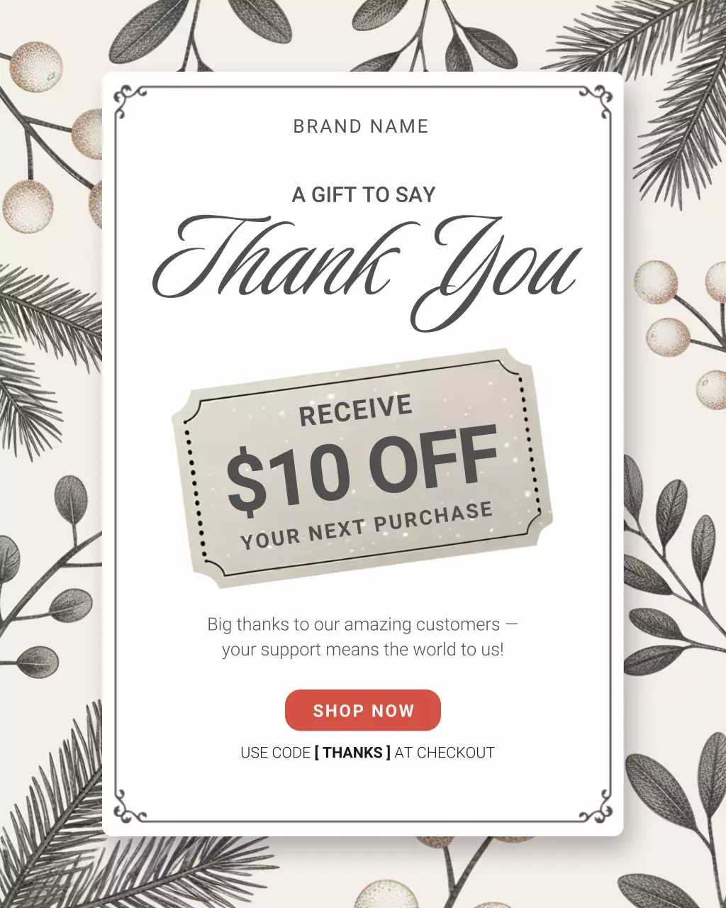 Beige Floral Thank You Instagram Post