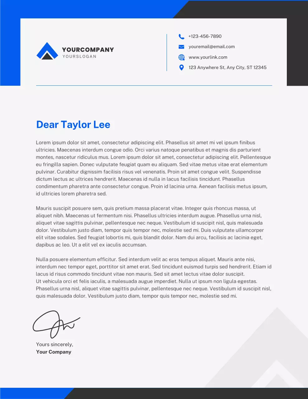 Blue Professional Business Letterhead