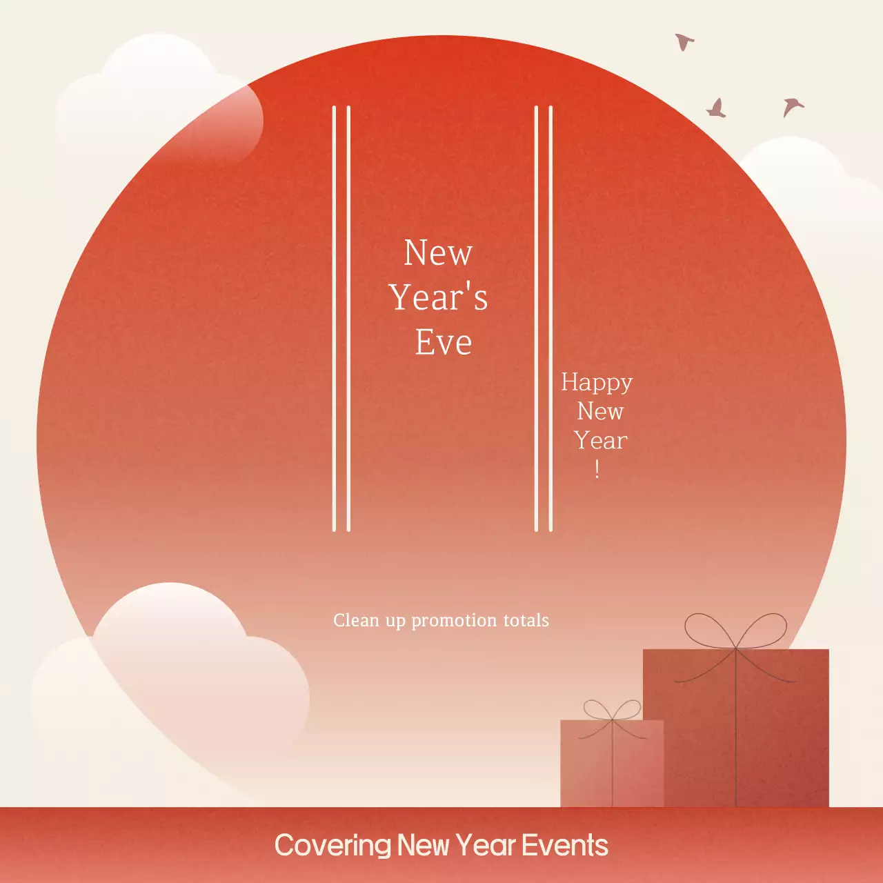 Orange, Red, Clean, Simple New Year Promotion