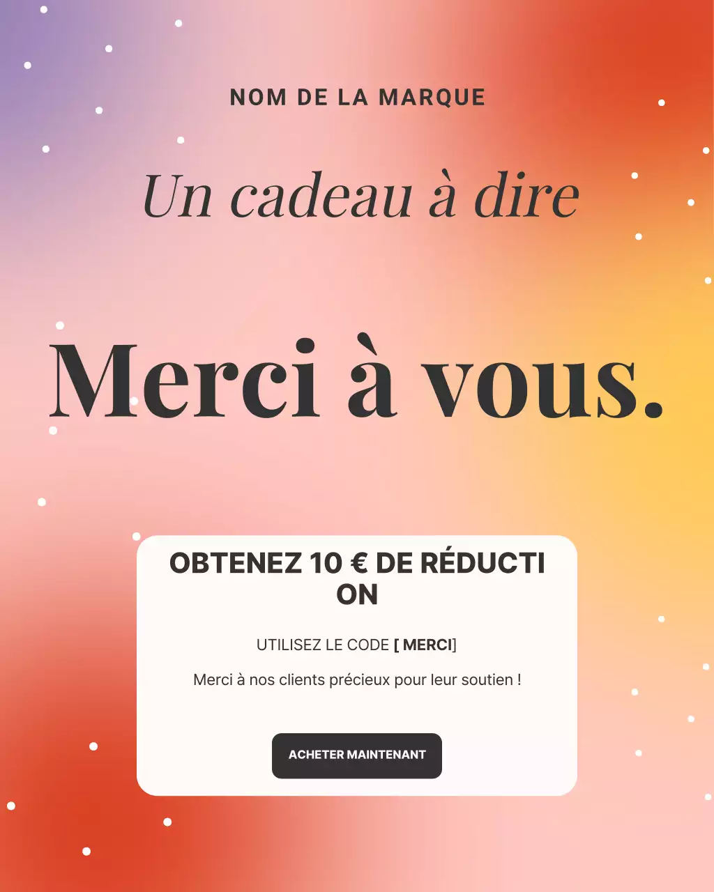 Publication Instagram de la promotion Orange Modern Thank You