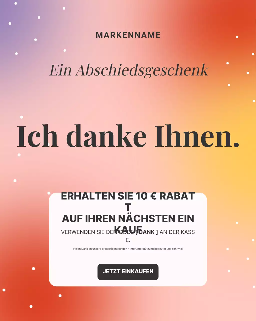 Orange Modern Dankeschön-Werbeaktion Instagram-Post