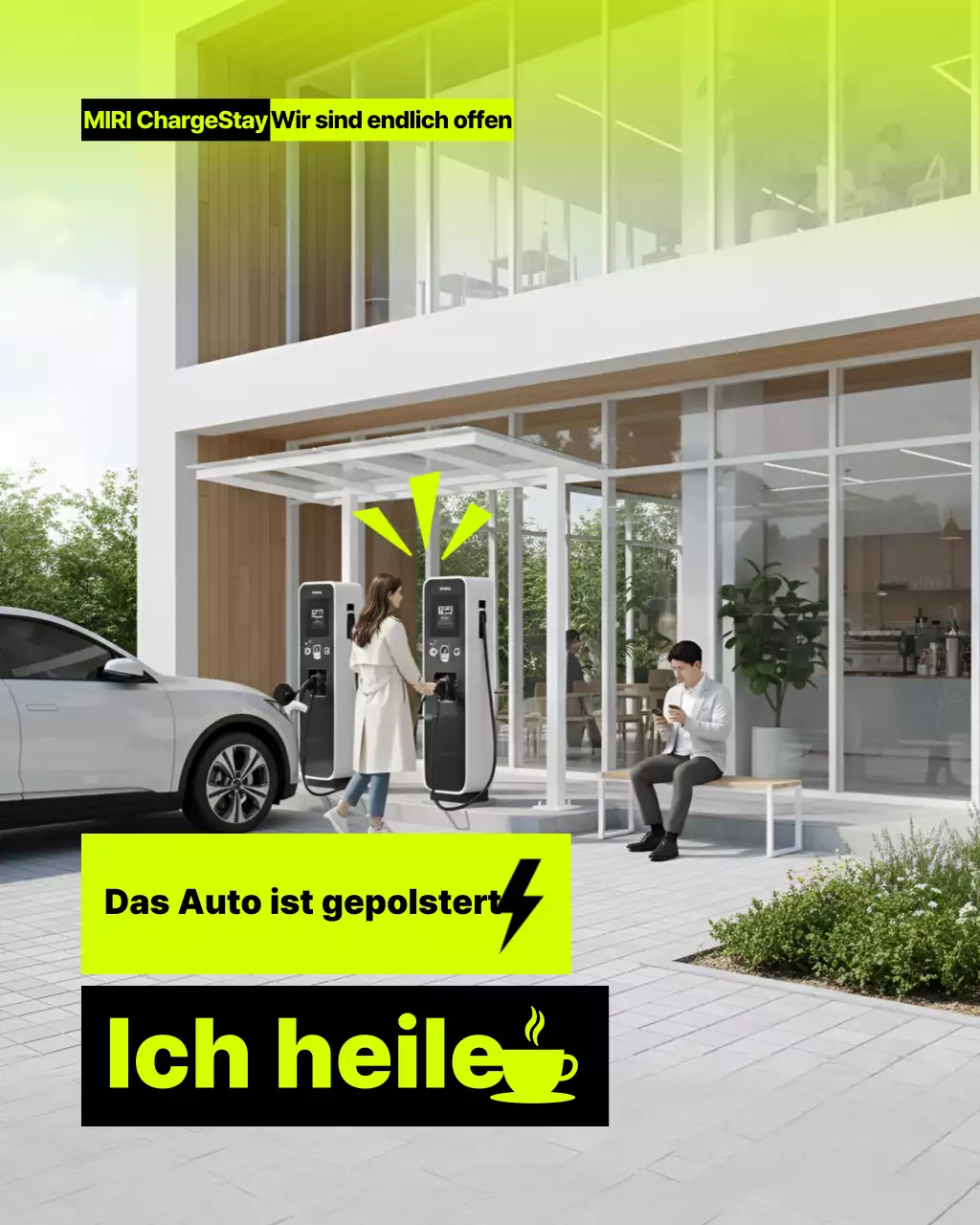 Neon Modern Elektrofahrzeug-Ladestation eröffnet